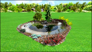 3D návrh záhradného jazierka 02